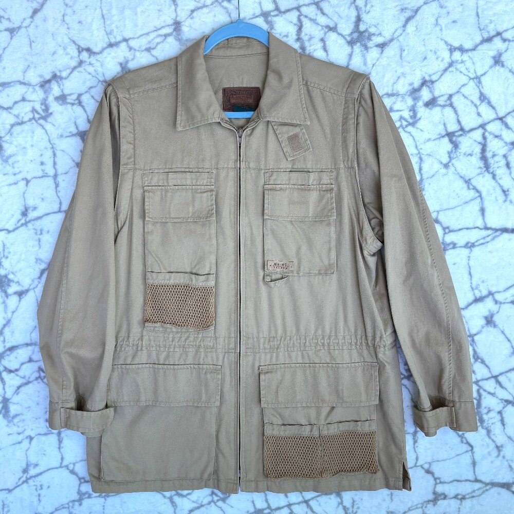 RALPH LAUREN Fishing Jacket Men's S Tan Utility Removeable Sleeves Multi-Pockets